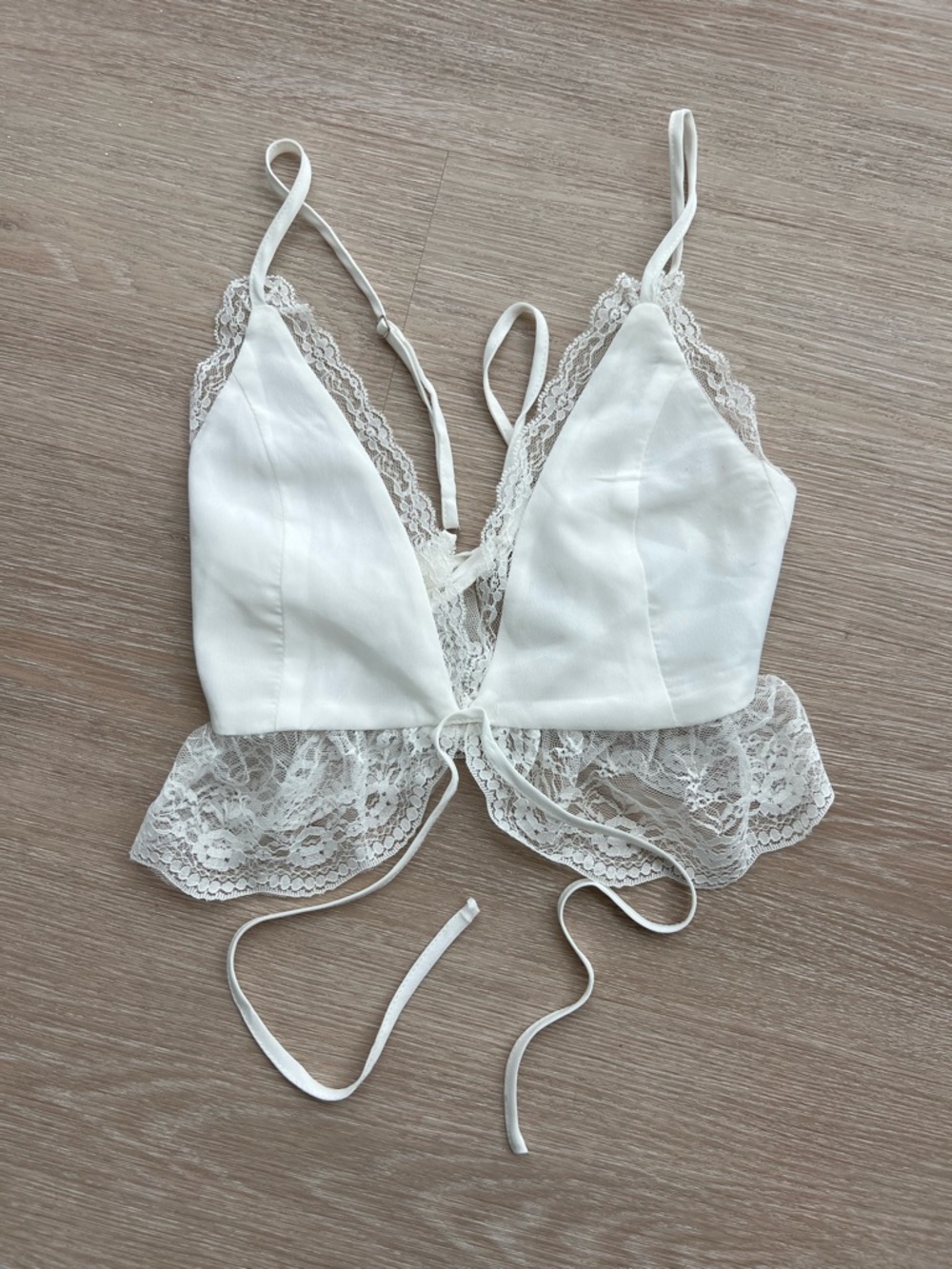 Tiger Mist White Lace Tie-Front Chic Women’s XXS Bralette Coachella
